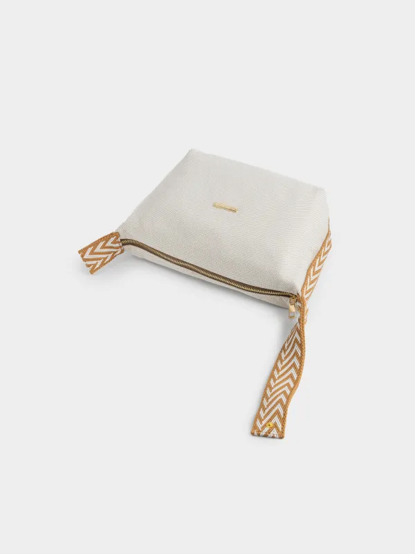 Косметика сөмкесі, 23х13 см, тұтқасы бар, полиэстер, сарғылт, Canvas, image-3