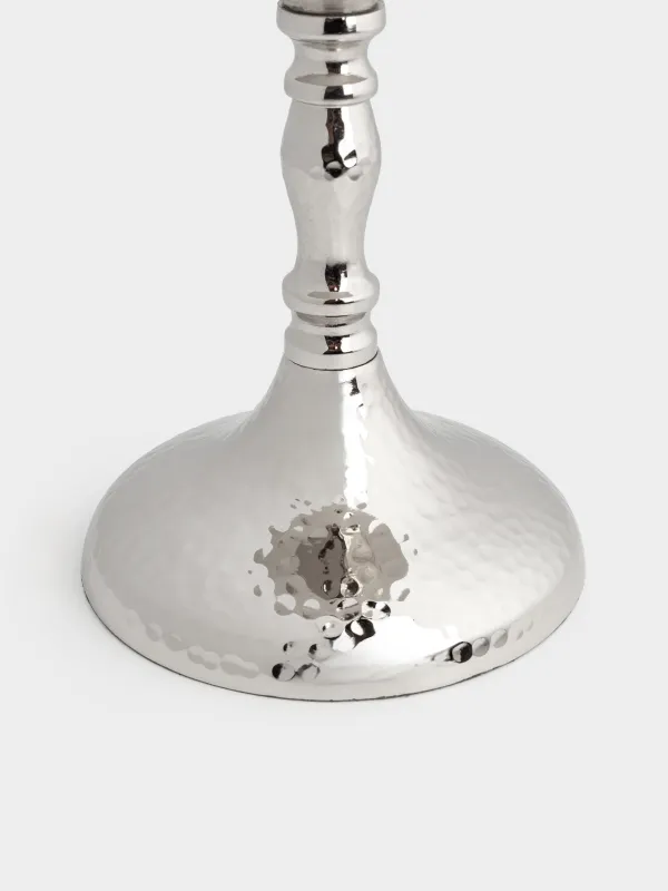 Шам ұстағыш, 26 см, бір шам үшін, аяғы, шыны / металл, күміс, Кракель, Fantastic Ice, image-3