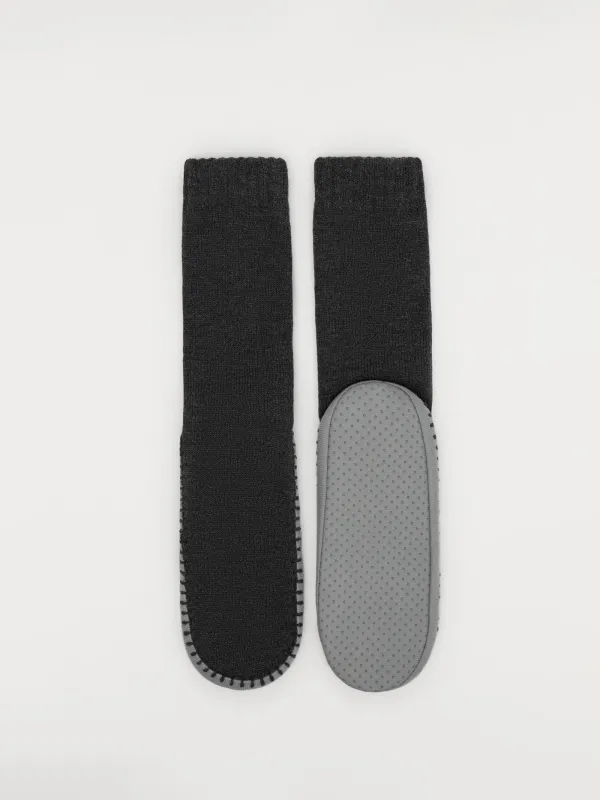 Ерлер тәпішке-шұлықтары, үйге арналған, өлшемі 39-42, акрил/полиэстер, қою сұр, Hot winter, image-1