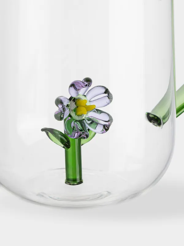 Кружка, 600 мл, стекло Б, зеленая ручка, Цветок, Shape, image-1