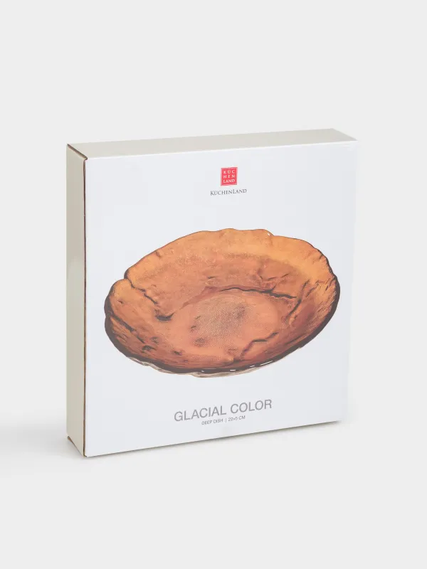 Блюдо глубокое, 22х5 см, стекло, янтарное, Glacial color, image-4