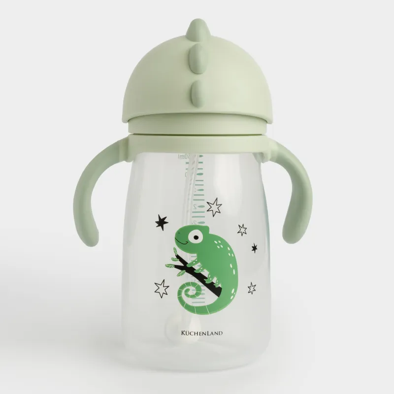 Балаларға арналған ішуге арналған бөтелке, 360 мл, пластик, жасыл, Хамелеон, Kiddy, image-0