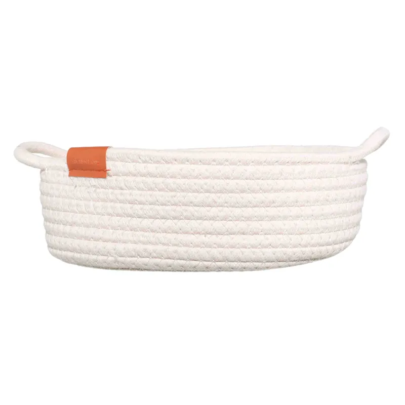 Сақтауға арналған себет, 23х19х8 см, тұтқалары бар, мақта, сопақ, сүт түсті, Tote, image-1