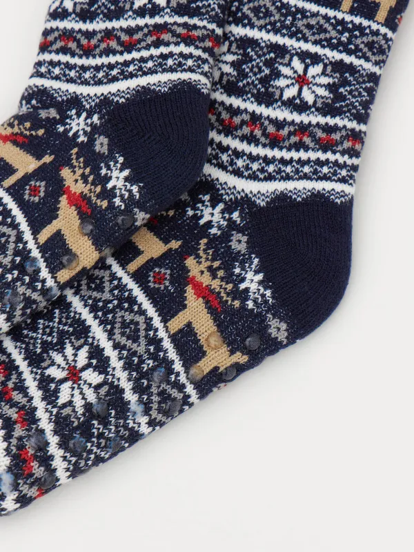 Ерлер шұлықтары, үйге арналған, өлшемі 39-42, акрил/полиэстер/шерпа, көк, Қысқы өрнек, Hot winter, image-2