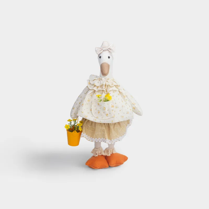 Изделие декоративное, 45 см, полиэстер, бело-золотистое, Гусыня в платье, Goose