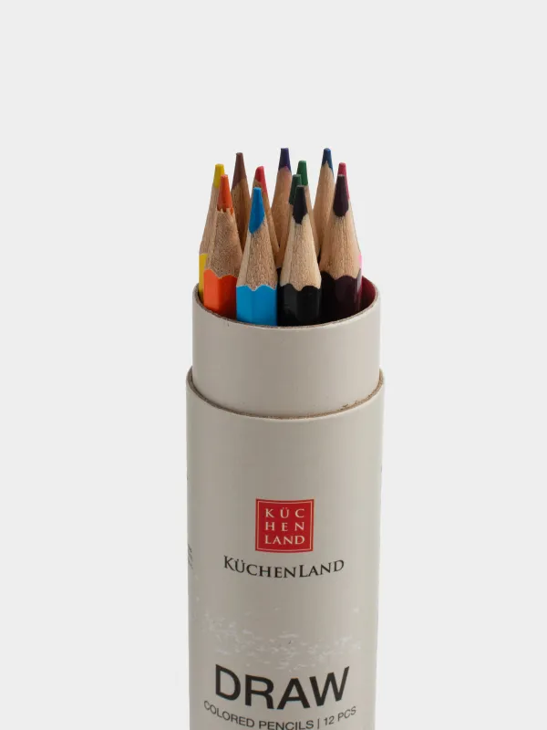 Қарындаштар жинағы, 12 дана, 17 см, түрлі-түсті, ұштағышы бар, Draw, image-1