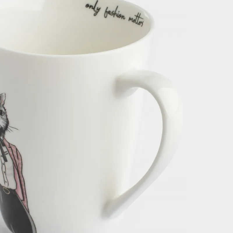 Саптыаяқ, 420 мл, фарфор N, ақ, костюмдегі мысық, On style, image-5