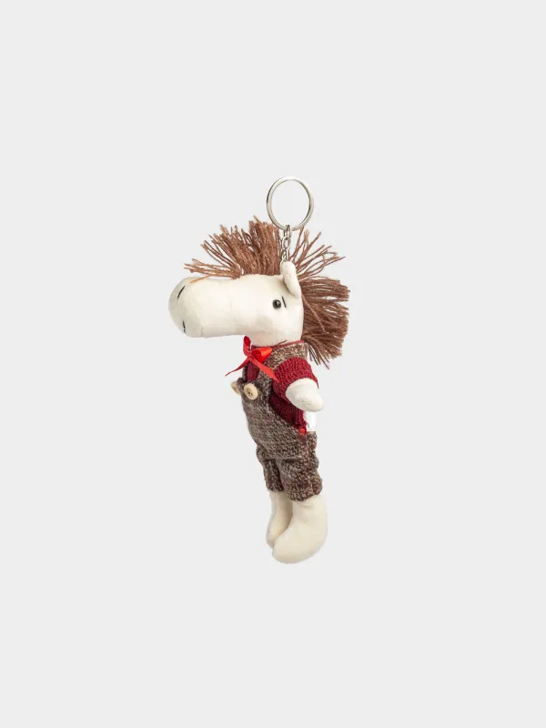 Салпыншақ, 18 см, жұмсақ, полиэстер, сарғылт-қоңыр, Қызыл шалбар киген жылқы, Cute horse, image-1