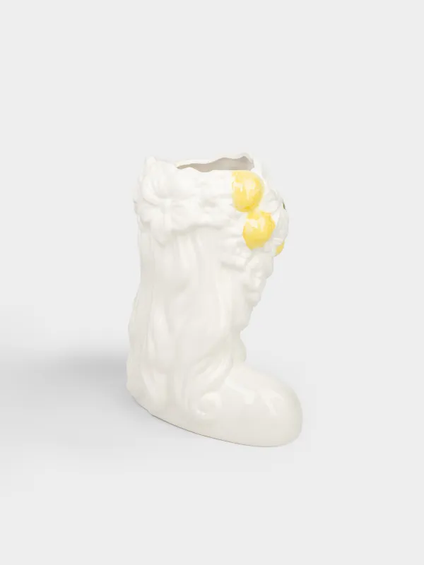 Гүл вазасы, 26 см, сәндік, керамика, сүт түстес, Жемісі мен гүлдері бар қыз, Girls, image-2