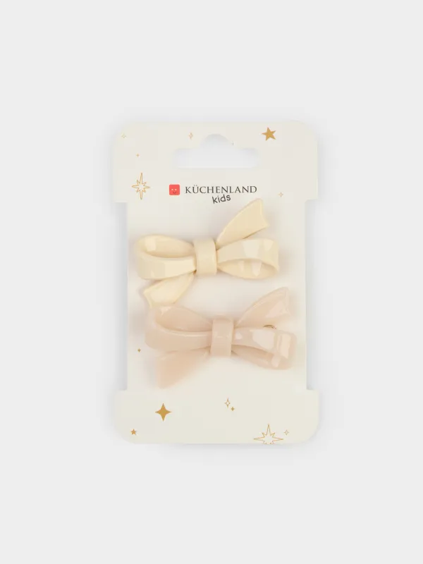 Набор резинок для волос, 6 см, 2 шт, детский, акрил/полиэстер, розовый/молочный, Бант, Gracile, image-2