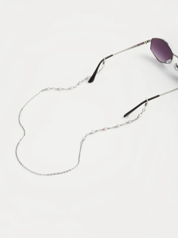 Көзілдірік тізбегі, 75 см, металл, ақ және күміс, Інжу, Baroque, image-3