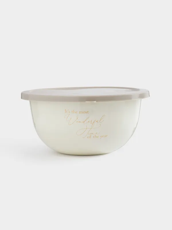 Миска, 1,8 л, с крышкой, металл эмалированный/пластик, молочная, Wonderful Time, Autumn enamel, image-0