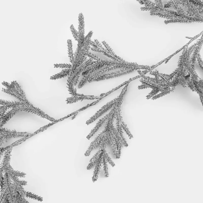 Тармақ-сәндік гирлянд, 2 м, жарықтандырылған, пластик, күміс, инелер, Жарық декоры, image-2