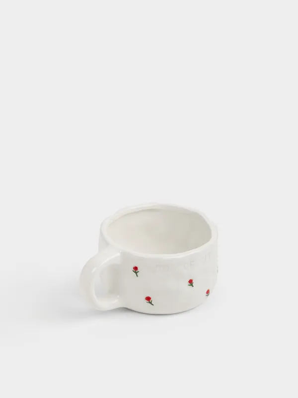 Кружка, 480 мл, керамика D, молочная, Доброе утро, Crumple flower, image-1