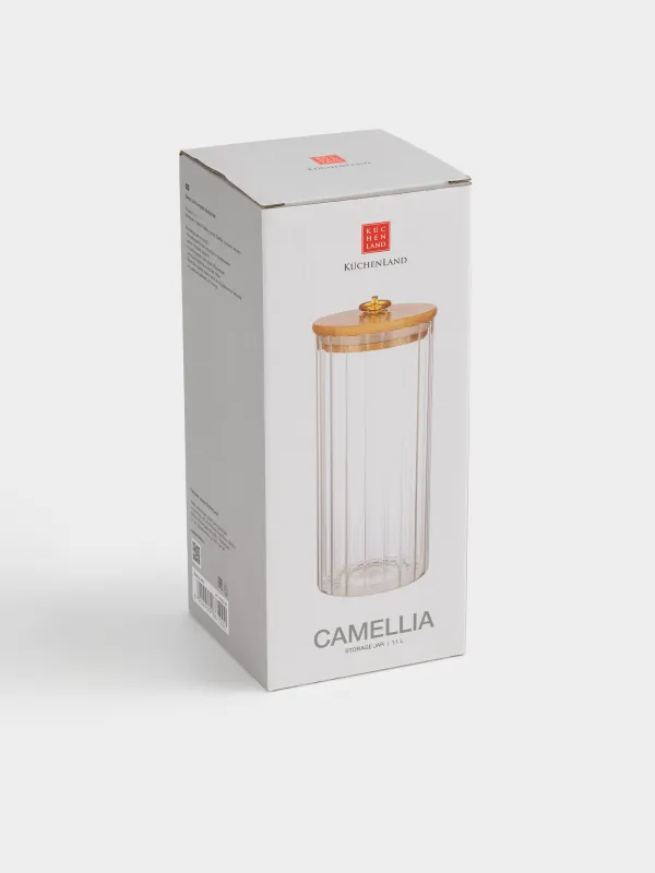 Сусымалы өнімдерге арналған Банка, 1,1 л, бамбук Шыны, Camellia, image-7