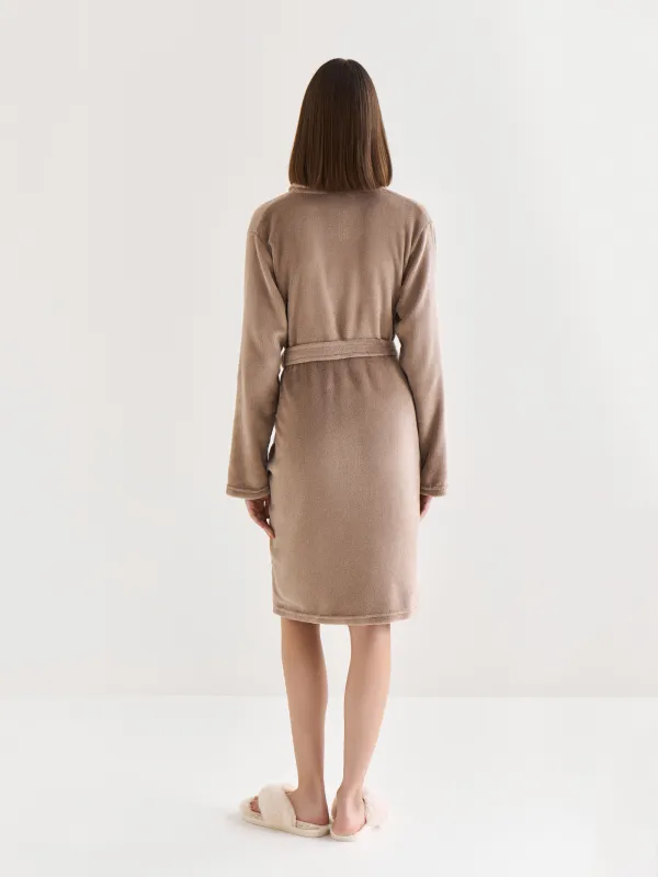 Әйелдер халаты, үйге арналған, өлшемі S/M, ұзын жеңді, полиэстер, мокко, Drew, image-4