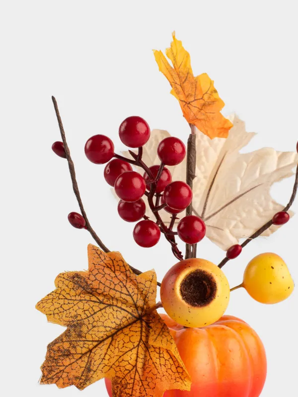 Сәндік композиция, 15 см, көбік/пластик, Асқабақтағы гүл шоғы, Forest symphony decor, image-2