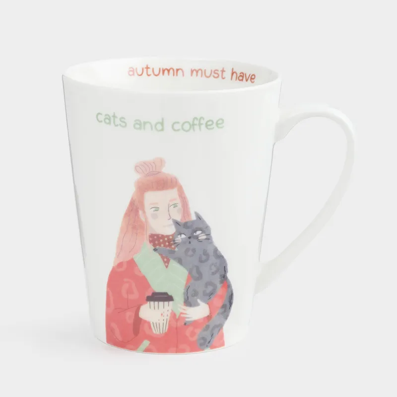 Саптыаяқ, 420 мл, фарфор N, ақ, Қыз бен мысық, Girls