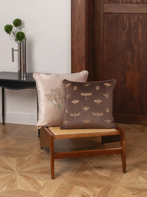 Сәндік жастық, 50х50 см, барқыт/моншақ, сарғылт-қоңыр, Көбелек, Bugs, image-5