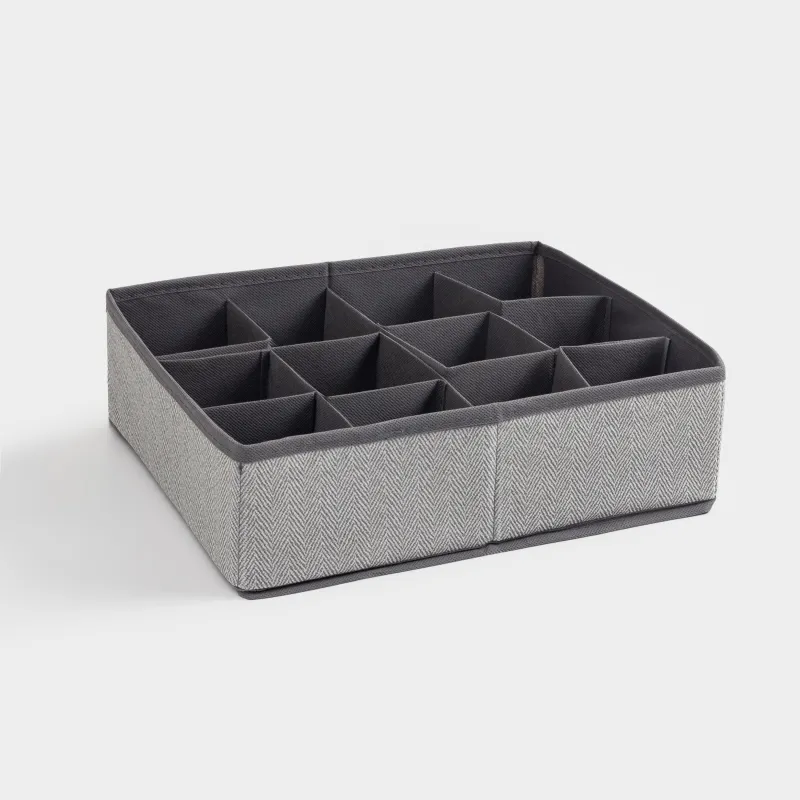 Жәшіктерге арналған ұйымдастырушы-бөлгіш, 32х24 см, 12 бөлім, тоқыма, сұр, Pedant new