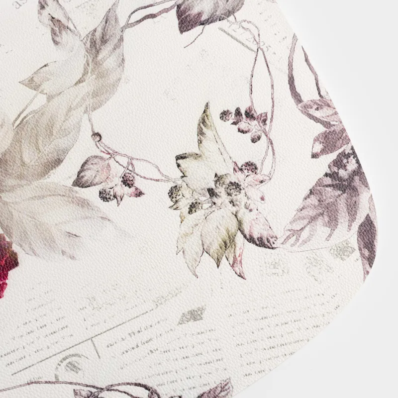 Салфетка под приборы, 33x45 см, ПВХ, фигурная, молочная, Ветвь розы, Rock print, image-2