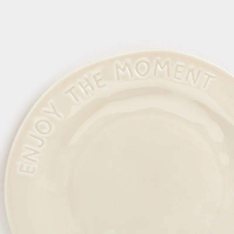 Түскі ас тәрелкесі, 27 см, фарфорP, сүт түстес, Enjoy the moment, Crumple words, image-2