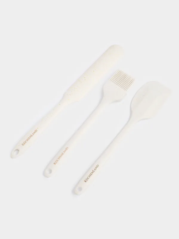 Набор для выпечки блинов, 3 пр, лопатки/кисть, силикон, молочный, в крапинку, Bakery speckled, image-1