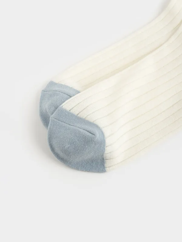 Әйелдер шұлықтары, өлшемі 36-38, қырлы, мақта/полиамид/нейлон, ақ және көгілдір, Rib basic, image-3