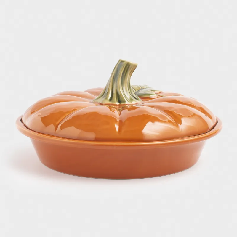 Форма для запекания, 27х13 см, 1,2 л, с крышкой, керамика, оранжевая, Тыква, Forest symphony