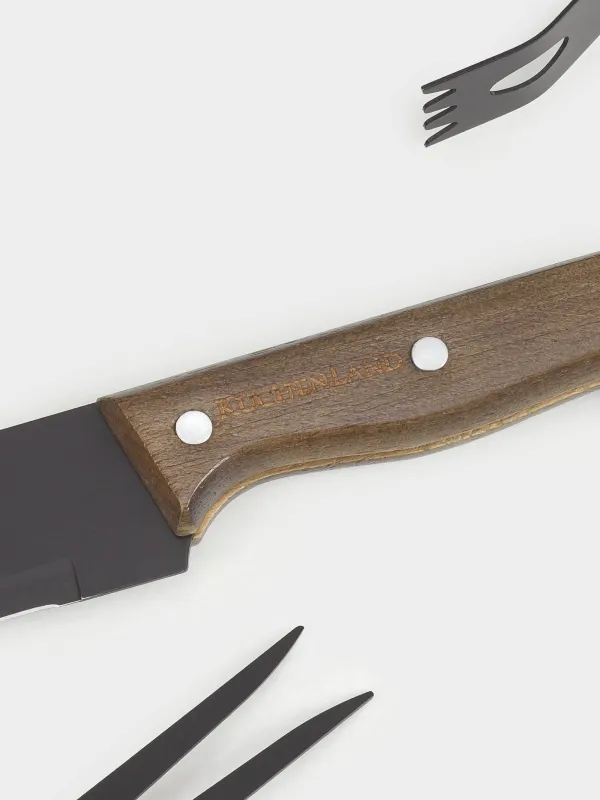 Барбекюге арналған жиынтық, 4 зат, былғары қорапта, болат/ағаш/эко-былғары, BBQ, image-3