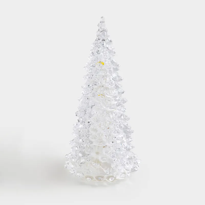 Мүсінше, жарықтандырылған, 22 см, шыны, күміс, Шырша, Silver style