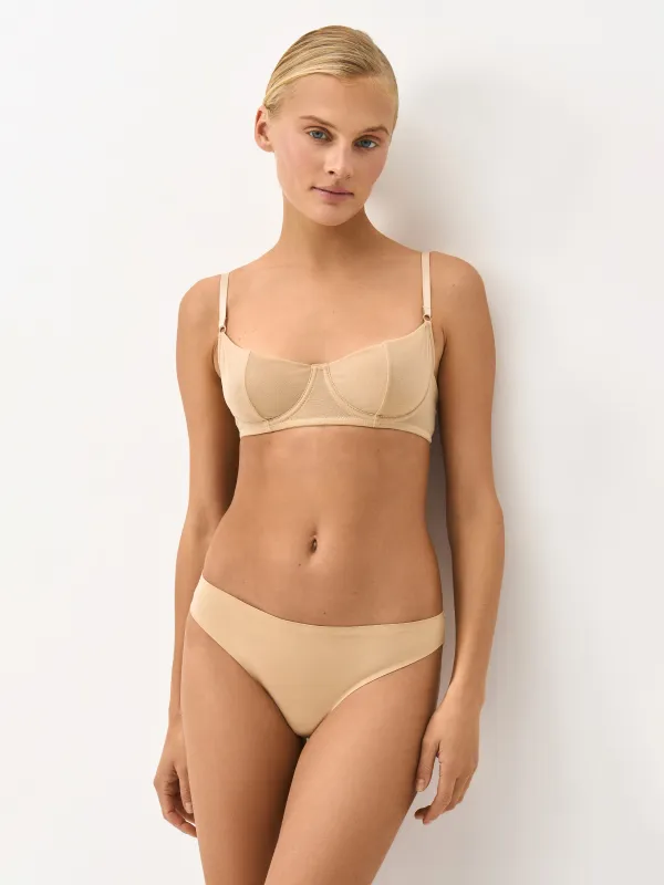 Бюстгальтер, өлшемі L, полиамид/эластан, сарғылт-қоңыр, Балконет, Edeminya, image-1