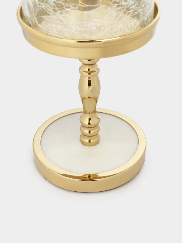 Шам ұстағыш, 30 см, бір шам үшін, аяқта, металл / шыны, алтын, Кракель, фантастикалық алтын, image-4