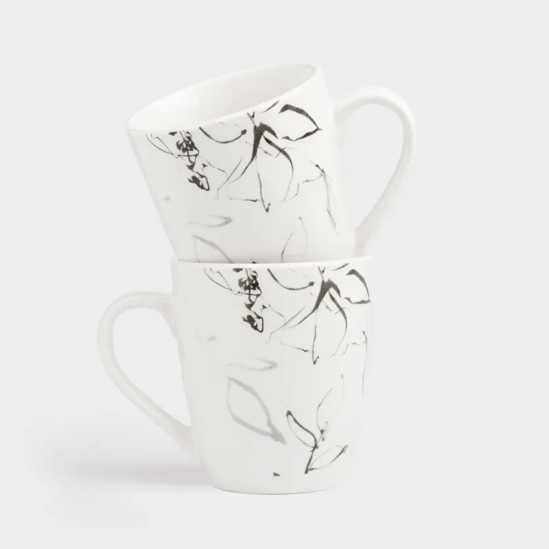 Кружка, 350 мл, 2 шт, Силуэтные цветы, Silhouette flowers