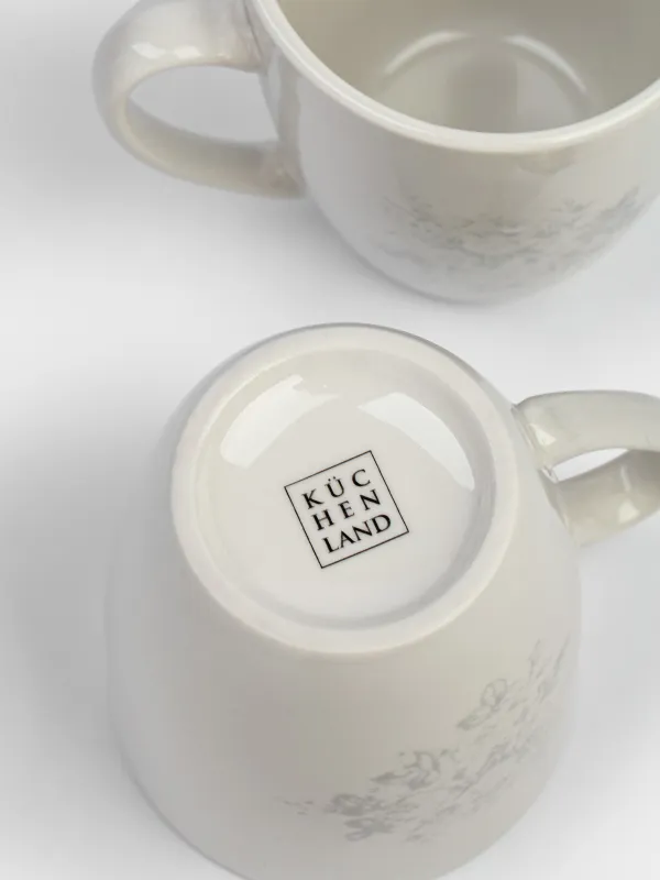 Саптыаяқ, 360 мл, 2 дана, фарфор Р, ақ, Сұр гүлдер, Gentle flowers, image-3