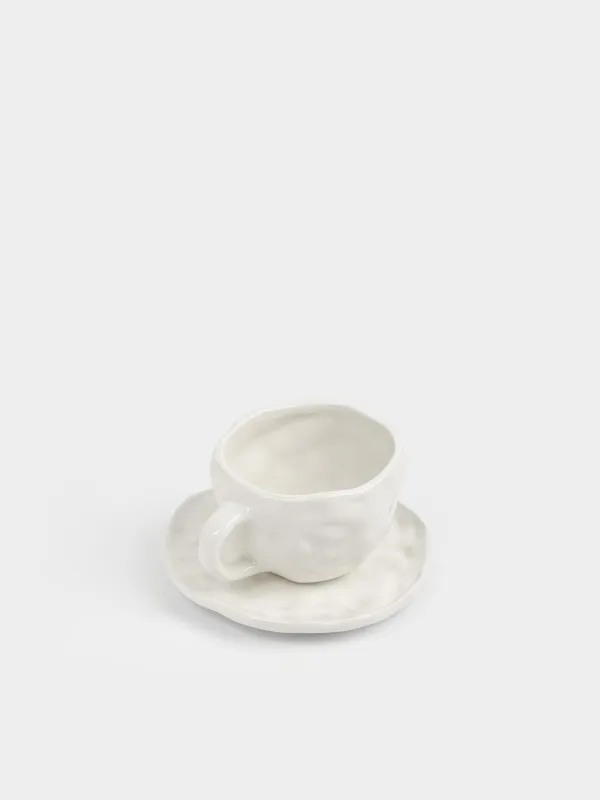 Шай жұбы, 1 адам, 2 зат, 300 мл, керамика, сүт түстес, You're my cup of tea, Crumple amour, image-2