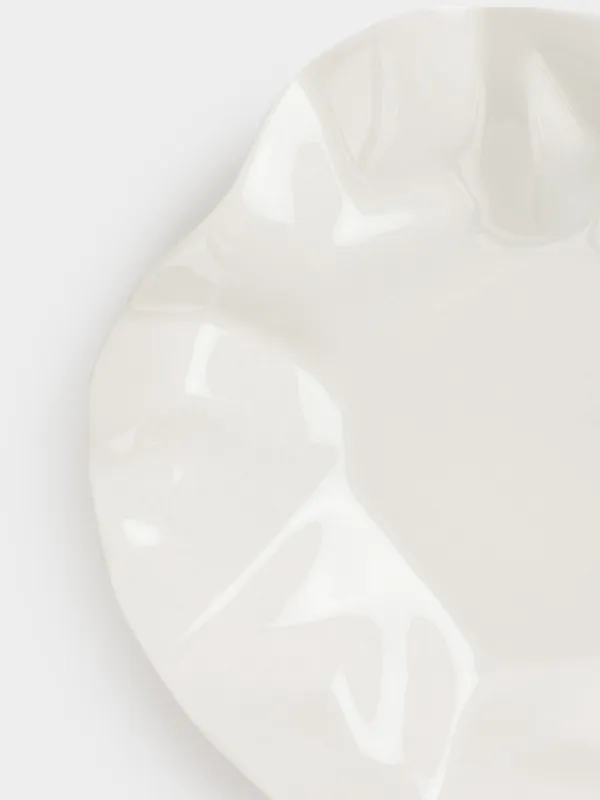 Түскі ас тәрелкесі, 25 см, фарфор N, сүт түстес, Мыжылған эффект, Crumple, image-2