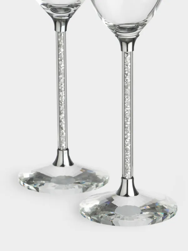 Шампан бокалы, 190 мл, 2 дана, шыны/страздар, Күміс кристалдар, Diamond, image-3