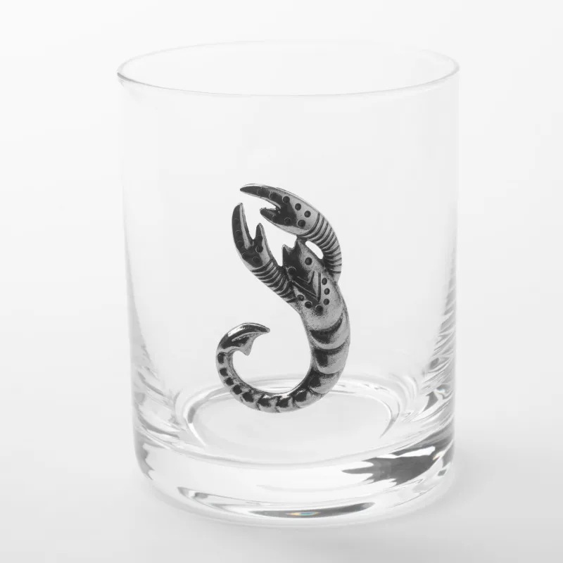 Стакан для виски, 10 см, 340 мл, стекло/металл, серебристый, Скорпион, Zodiac, image-0