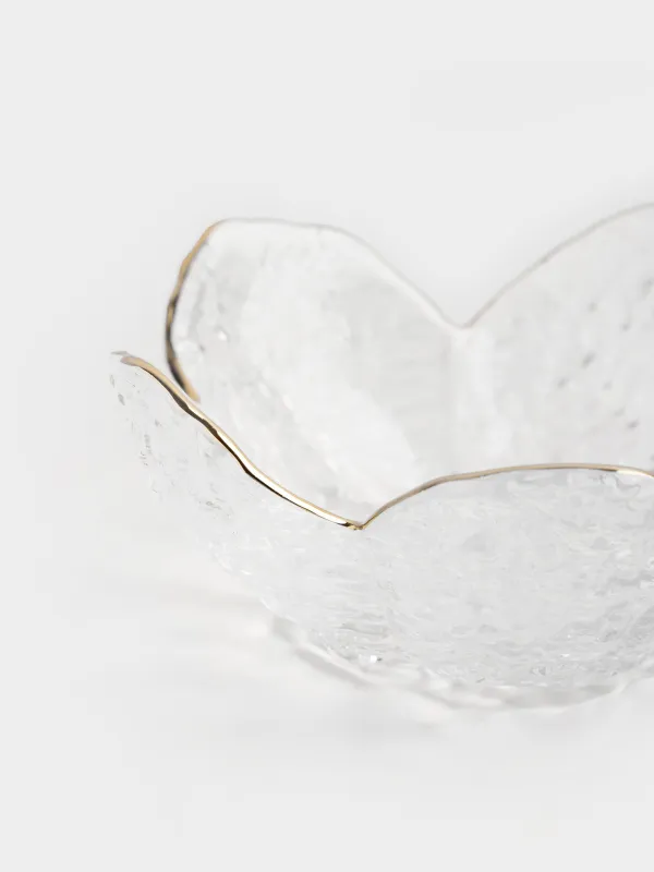 Пиала, 10х4 см, с золотистым кантом, Цветок, Glacial, image-1