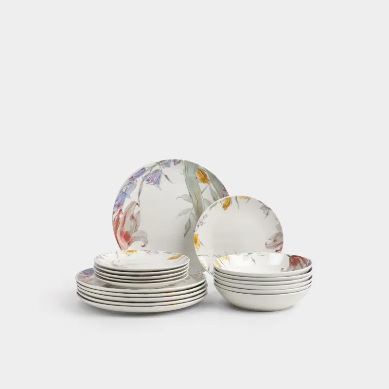 Сервиз обеденный, 6 перс, 18 пр, фарфор P, белый, Пастельные цветы, Pastel flora