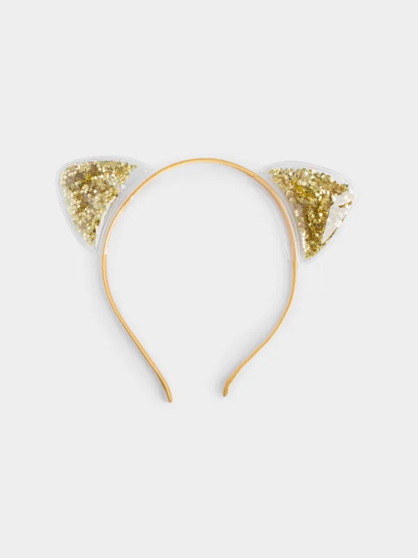 Карнавал жиегі, 16х20 см, балаларға арналған, полиэстер/ПВХ, шампан, Жылтырағы бар құлақтар, Cat, image-0