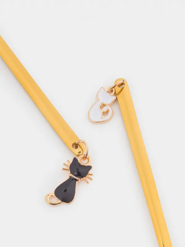 Десерт қасығы, 14 см, 2 дана, болат, алтын, Мысықтар, Cat, image-4