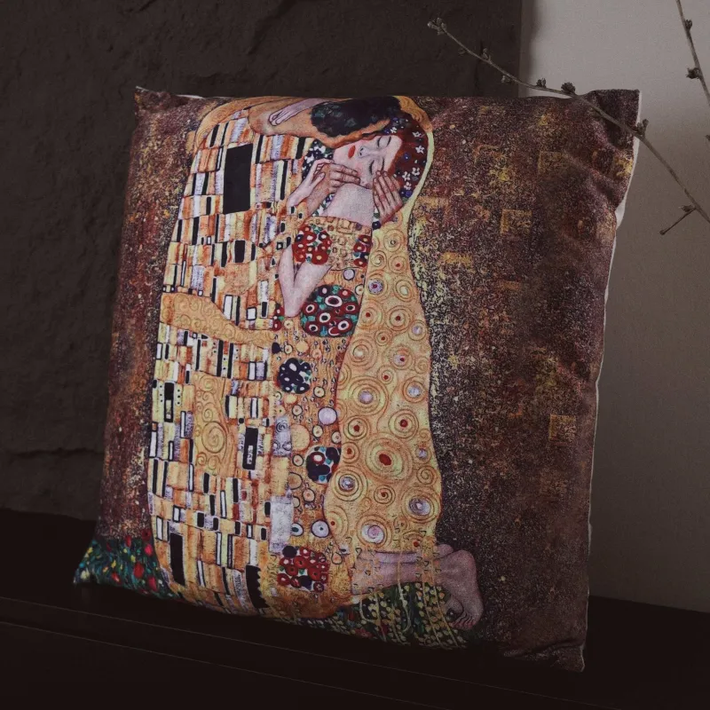Сәндік жастық, 45х45 см, полиэстер, Сүйісу, Климт, Art сүйісу