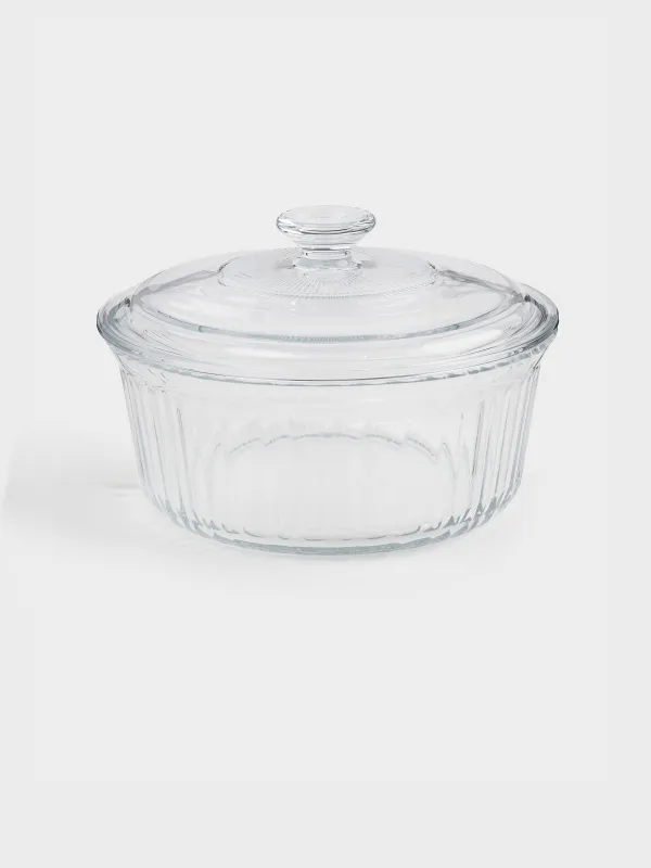 Форма для запекания, 22 см, 2,2 л, с крышкой, стекло Т, круглая, Cook ribbed, image-0