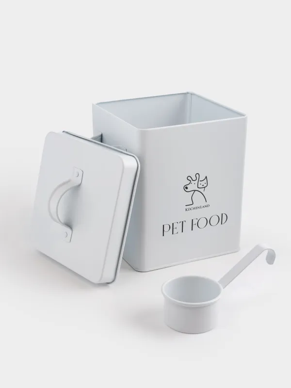 Құрғақ азыққа арналған контейнер, 2,7 л, қасығы бар, металл, сарғыш, Мысық пен Ит, Animals keep, image-2