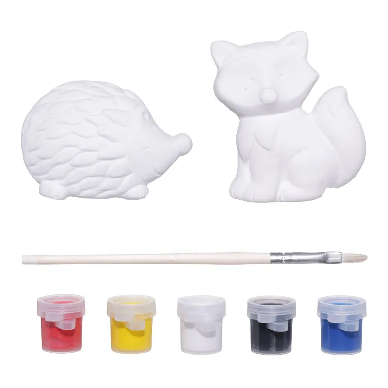 Шығармашылық жинағы, 2 зат, кескіндеме, керамика, Түлкі және Кірпі, Forest animals