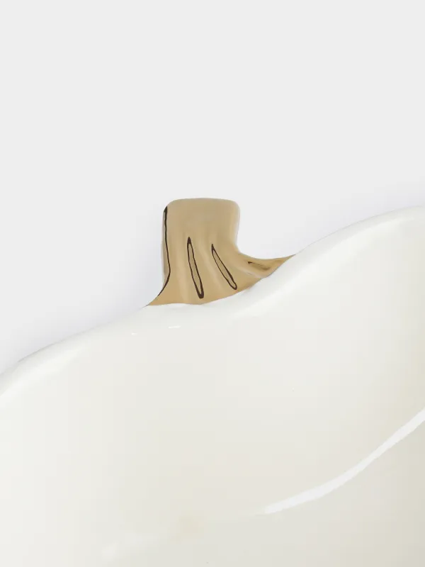 Кесе, 15х5 см, керамика, сүт алтын түстес, Асқабақ, Golden glow, image-3