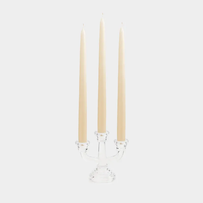 Шам ұстағыш, 13 см, 3 Шам, жіңішке, аяқты, шыны, Clear, image-4