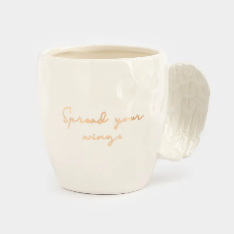 Саптыаяқ, 360 мл, қыш, сүт және алтын түстес, Spread your wings, Angel